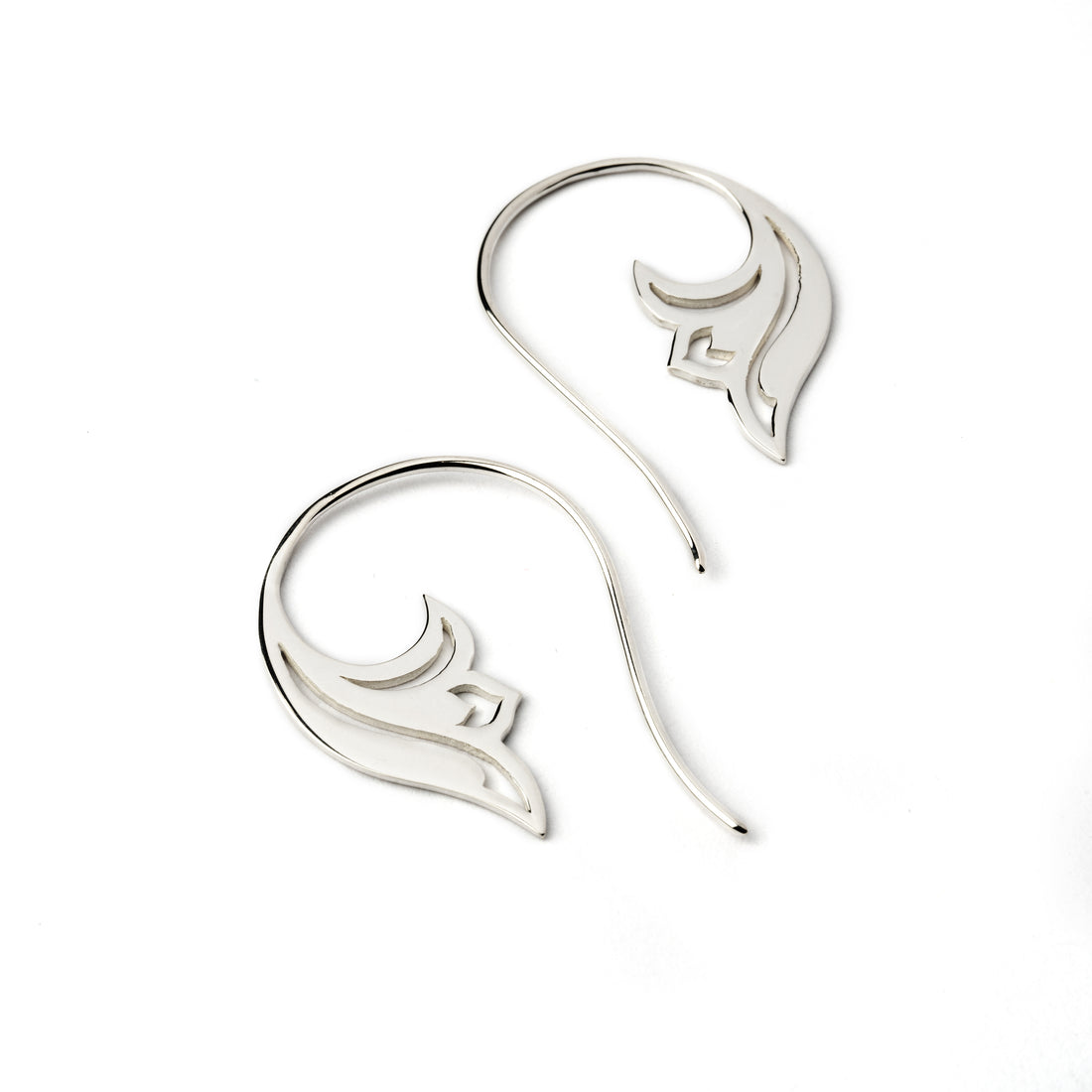 Silver Lily Hook Earrings right and left side view