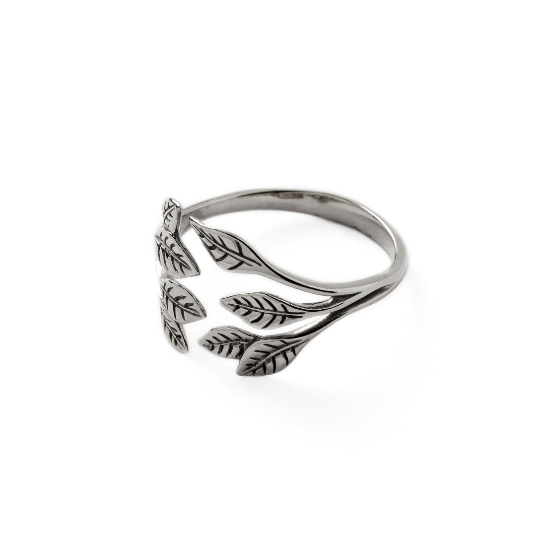 Silver Leaf Hug Ring right side view
