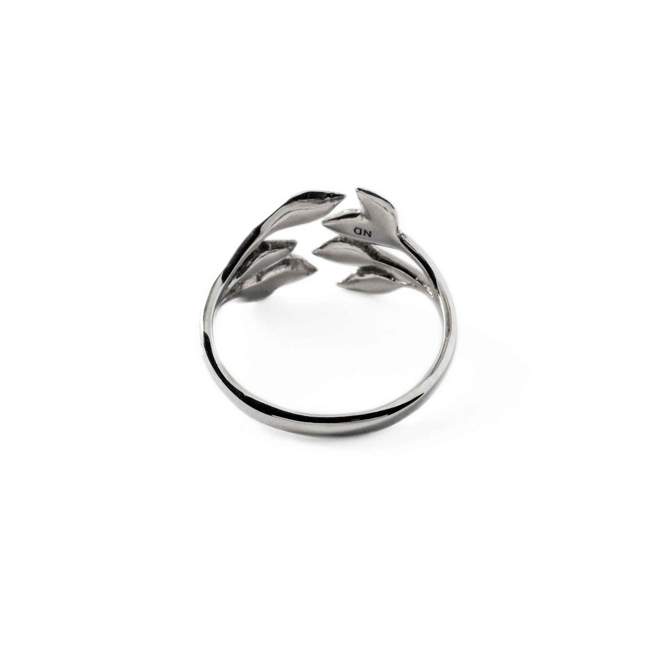 Silver Leaf Hug Ring back side view