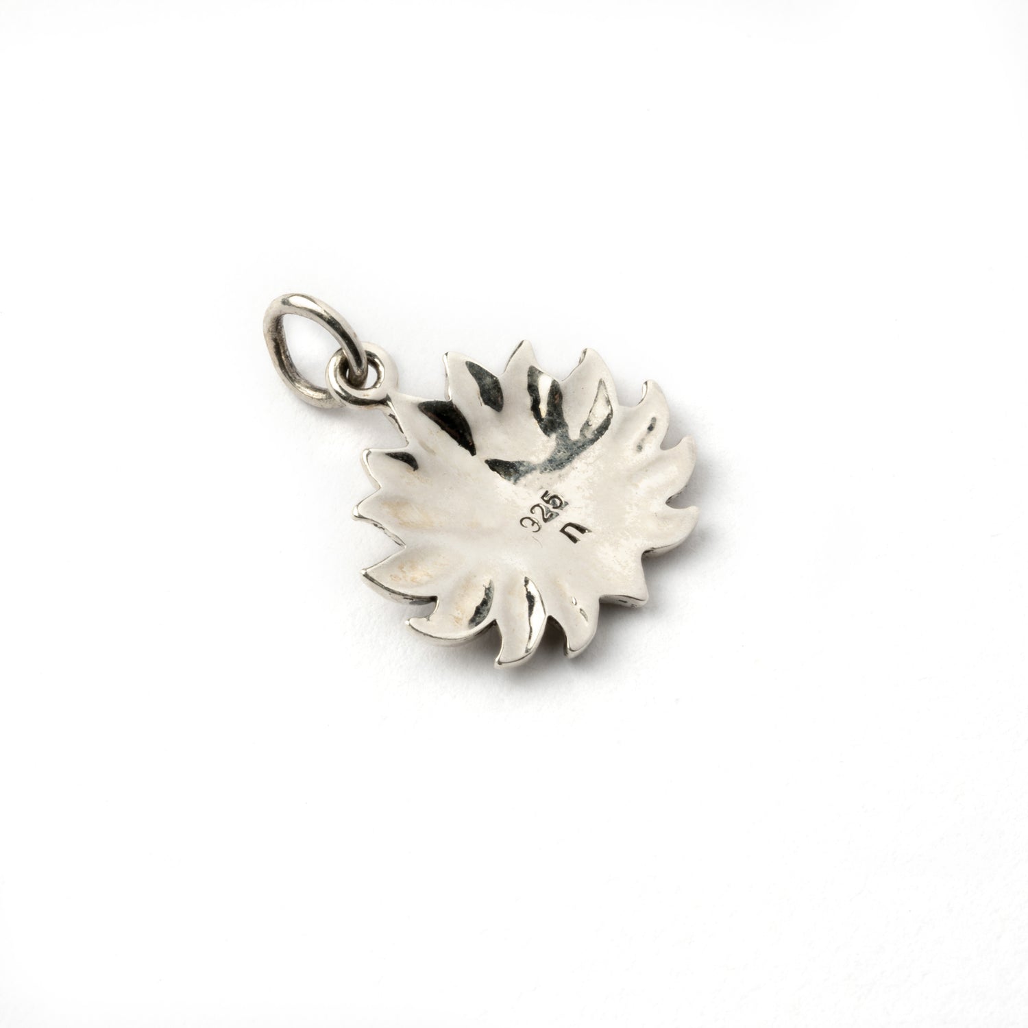 Petite Silver Lotus Charm necklace back side view