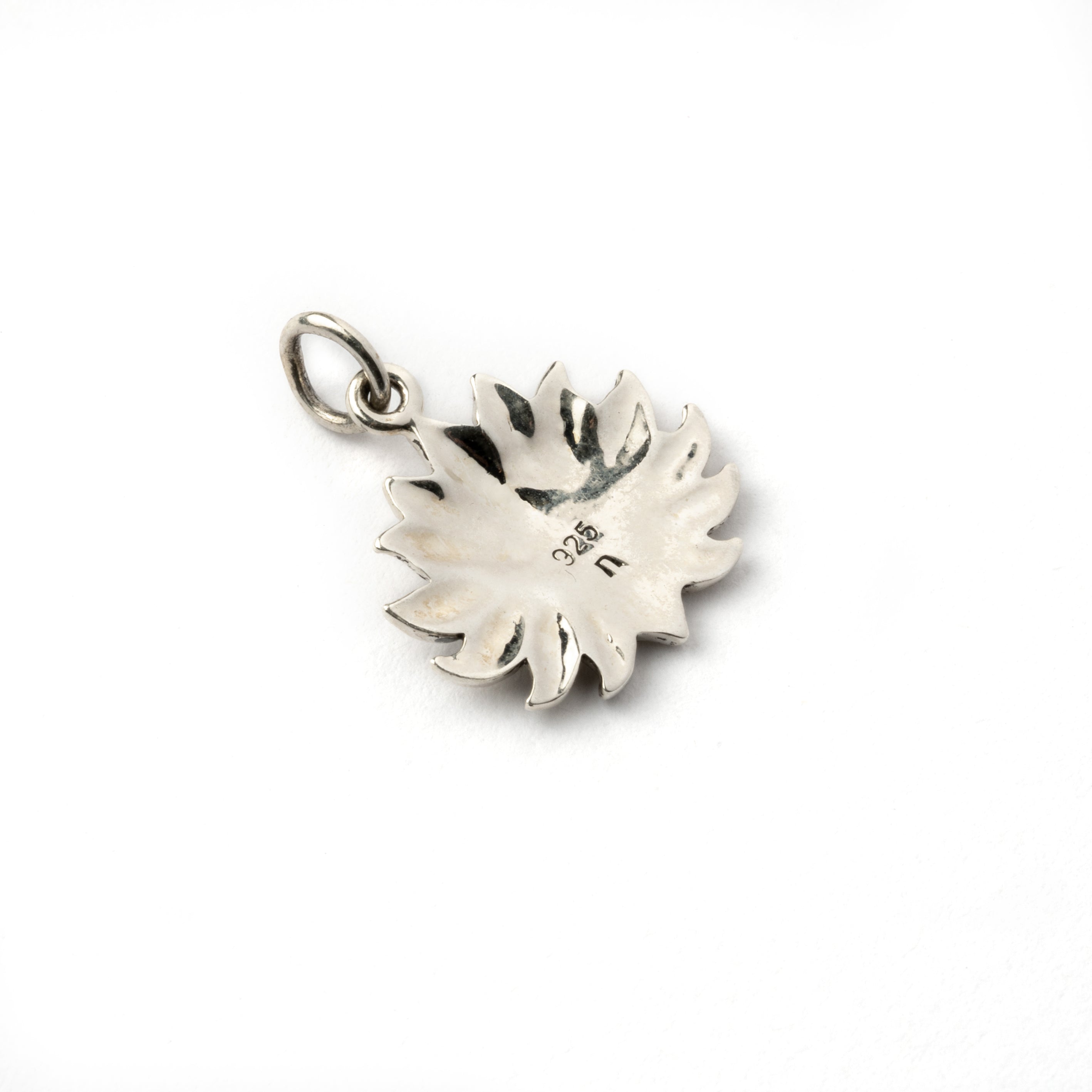 Petite Silver Lotus Charm necklace back side view