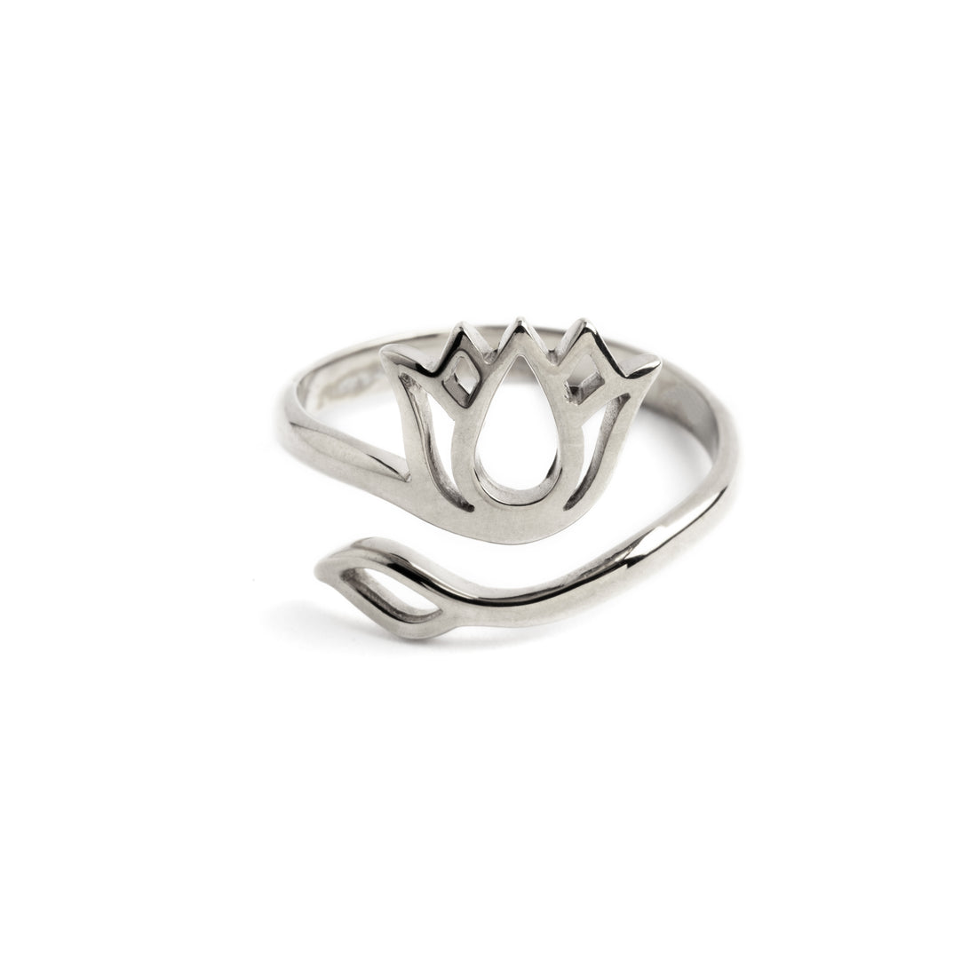 Silver Lotus Flower Ring frontal view