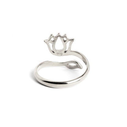 Silver Lotus Flower Ring back side view