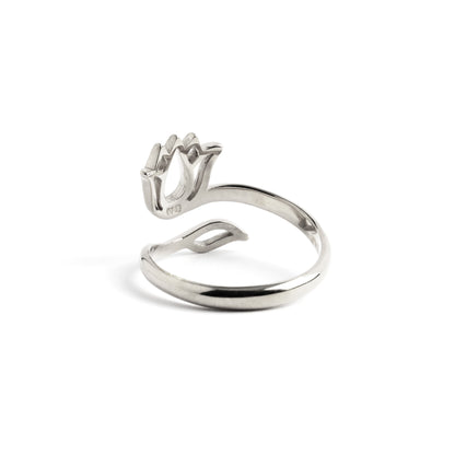 Silver Lotus Flower Ring back view