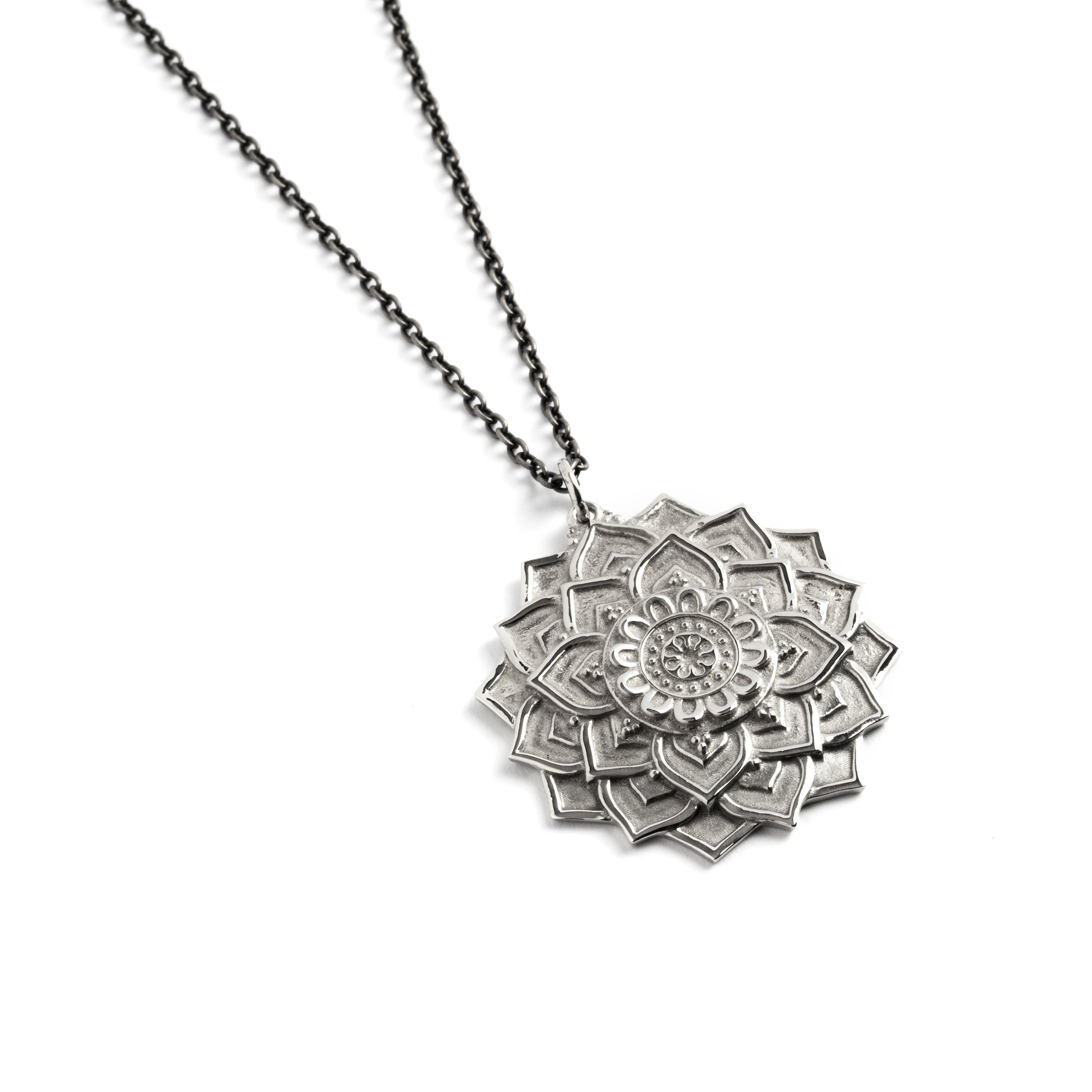 Silver Lotus Mandala Necklace