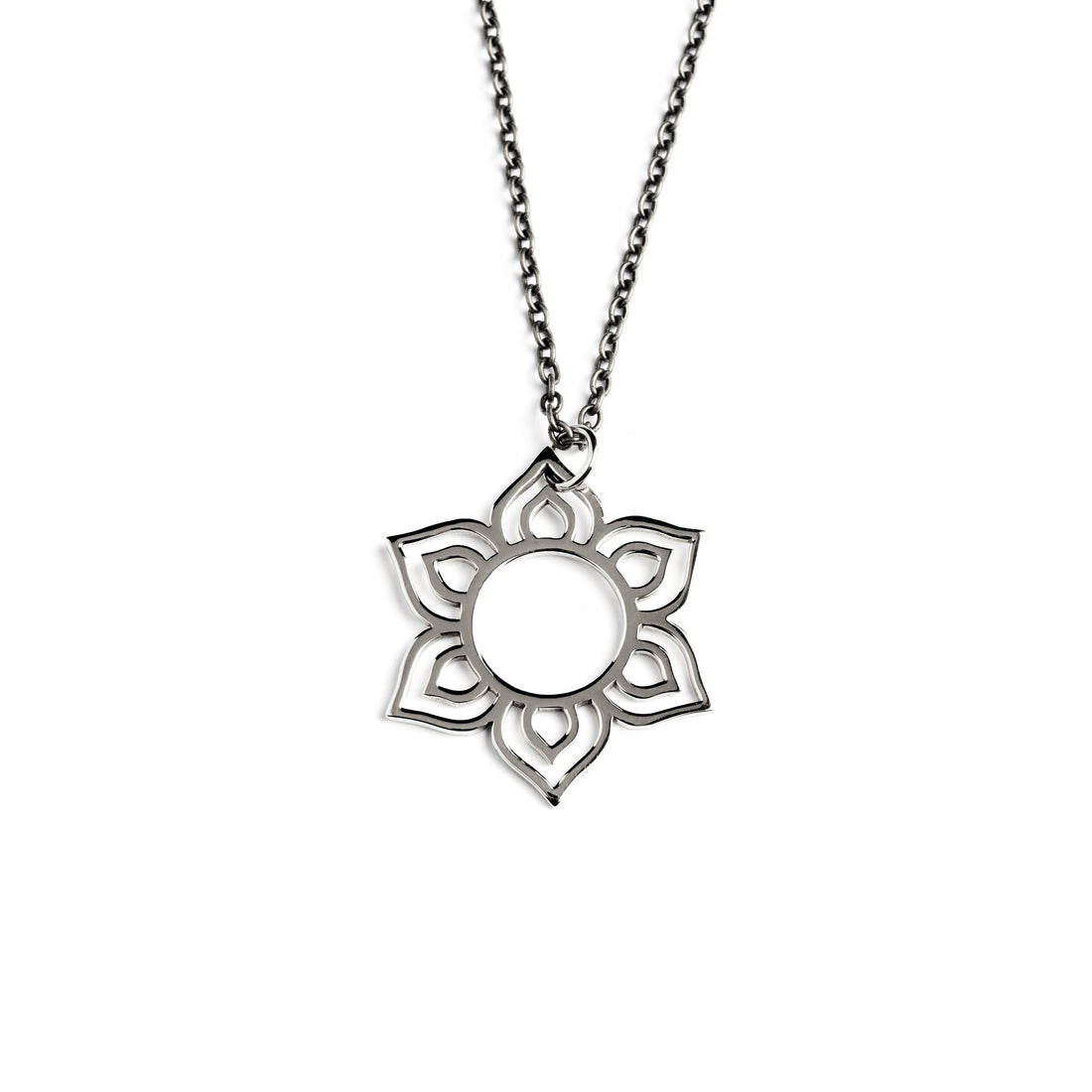 Silver Lotus Petals Pendant necklace frontal view