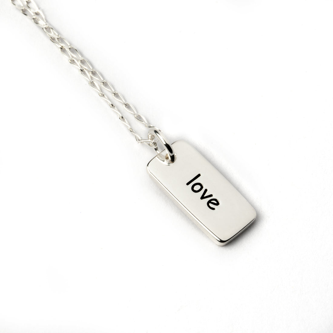 Silver Love Charm necklace left side view