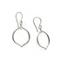 silver dangle earrings with hollow arabesque drop ornament frontal and side view