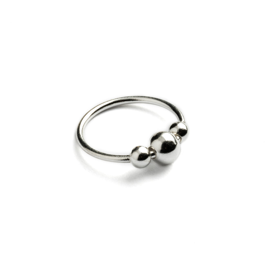 Silver beads nose ring right side view