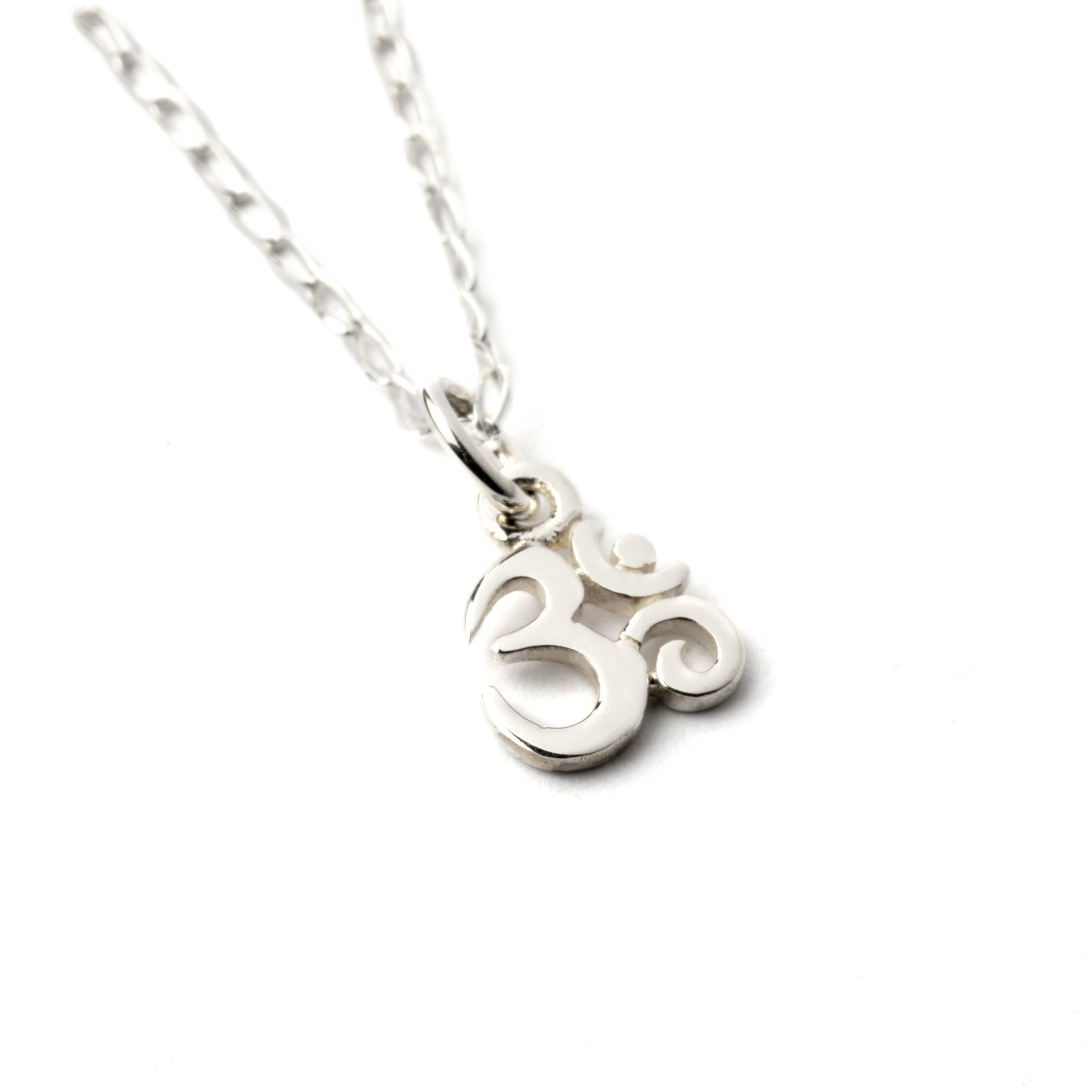 Petit Silver Om Charm left side view