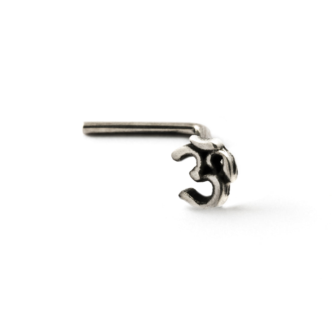 Silver Om Nose Stud frontal view