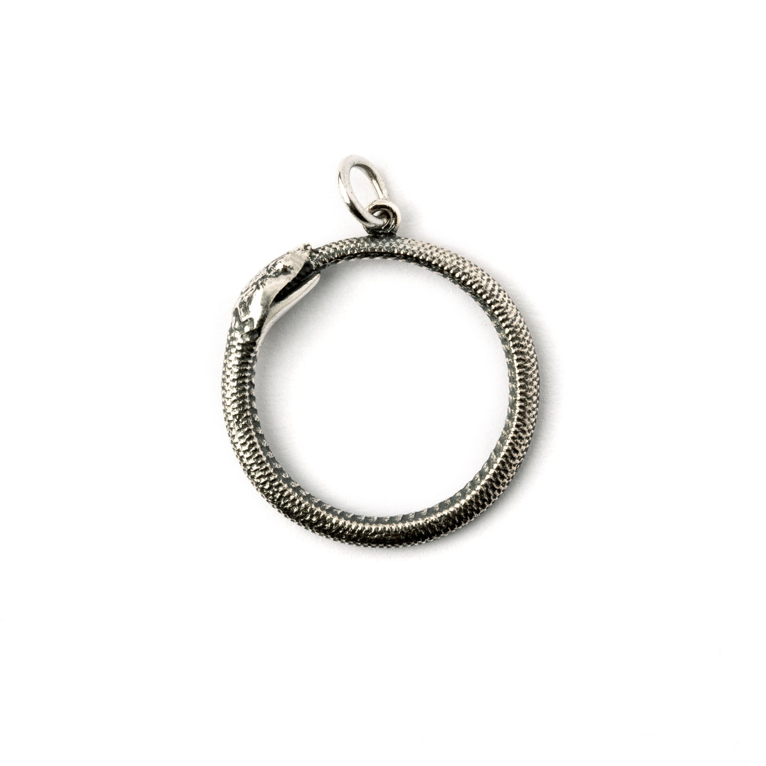 Silver Ouroboros Pendant necklace charm frontal view