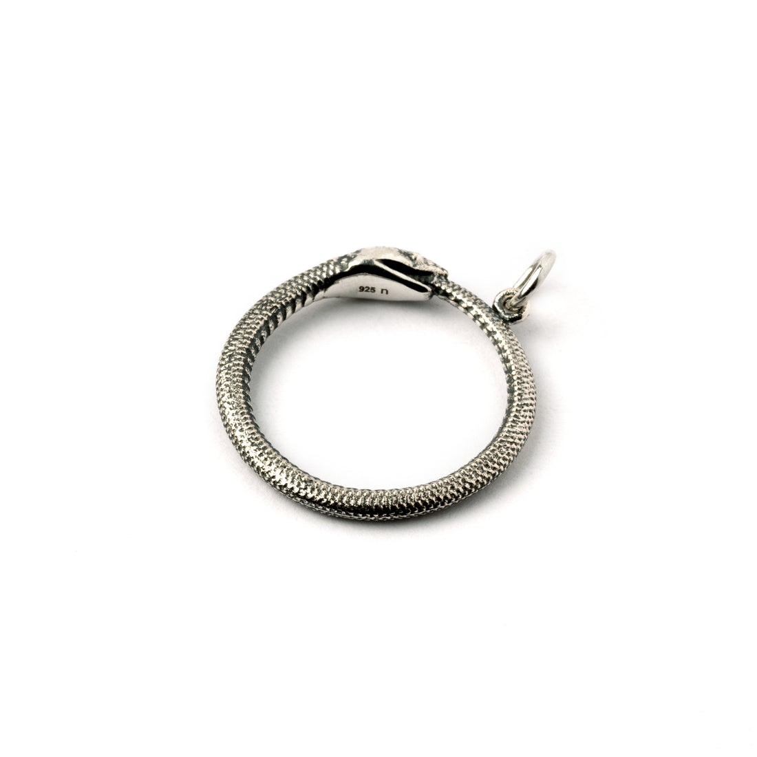 Silver Ouroboros Pendant necklace charm back side view 