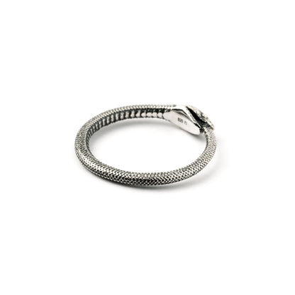 Silver Ouroboros snake band back side view