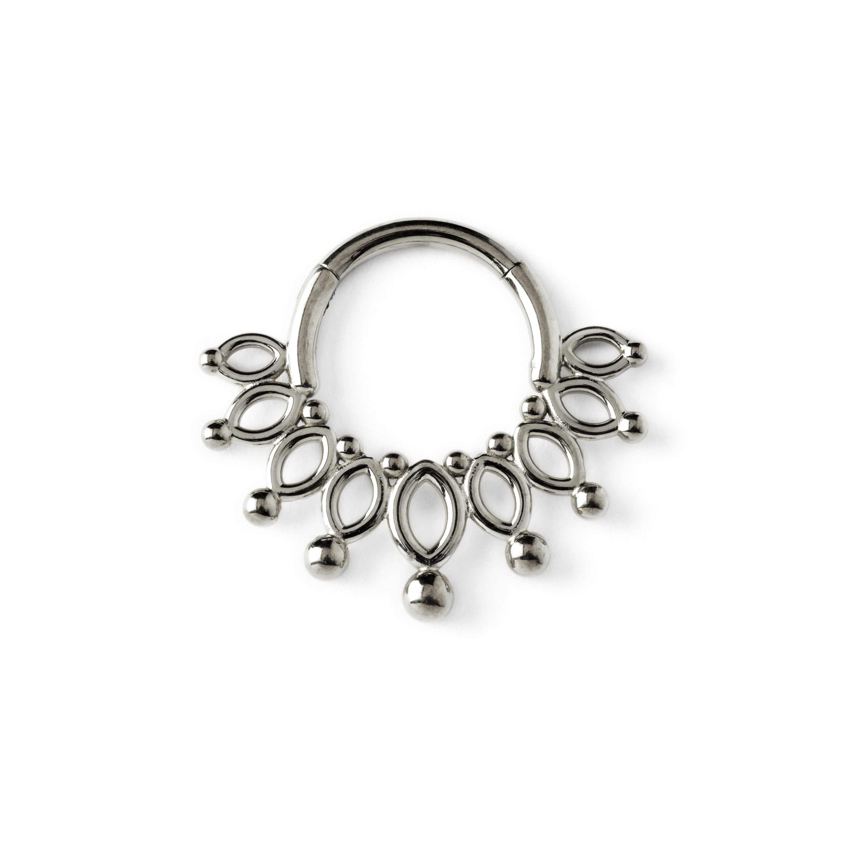 Anastasia surgical steel flower petals septum clicker frontal view