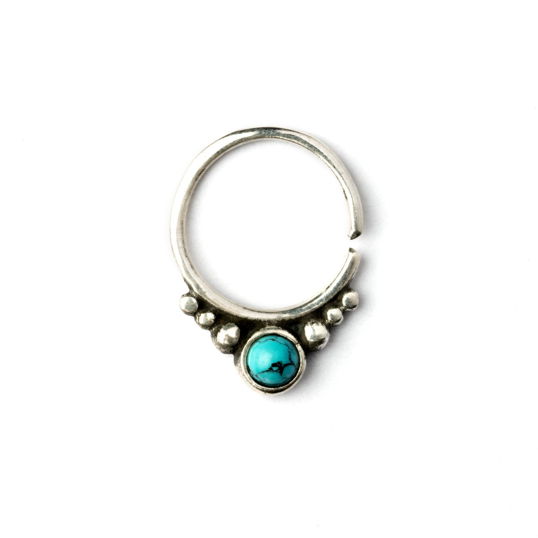 Soma Silver Septum with Turquoise frontal view
