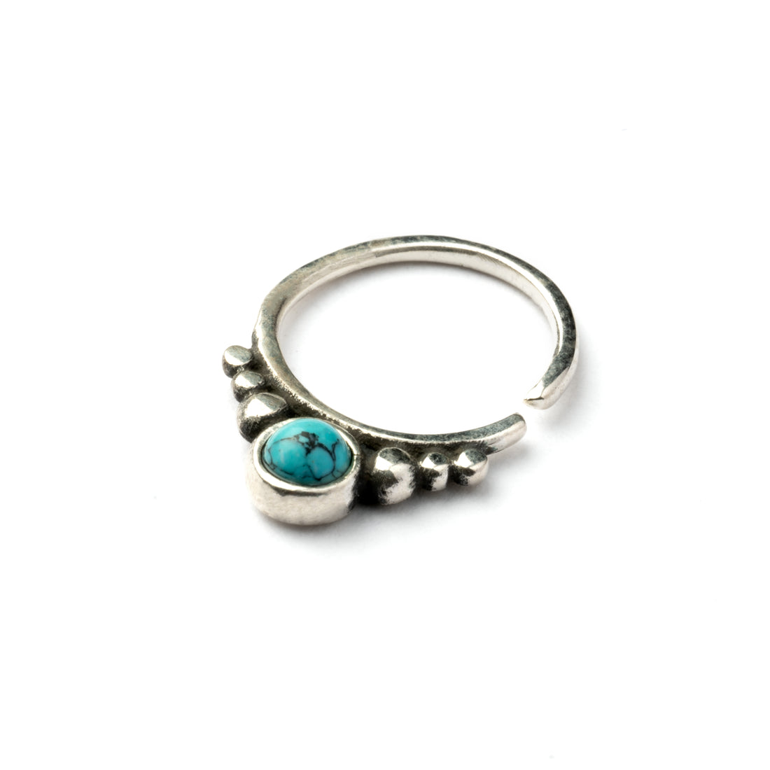 Soma Silver Septum with Turquoise left side view