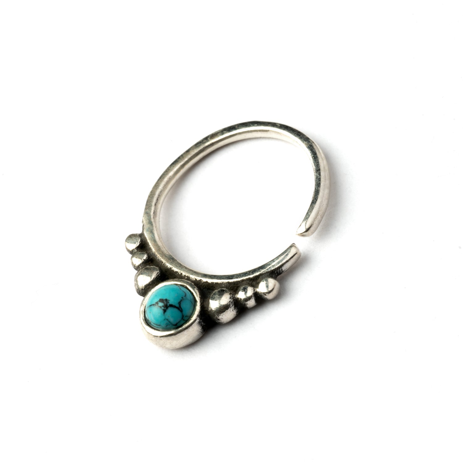 Soma Silver Septum with Turquoise left side view