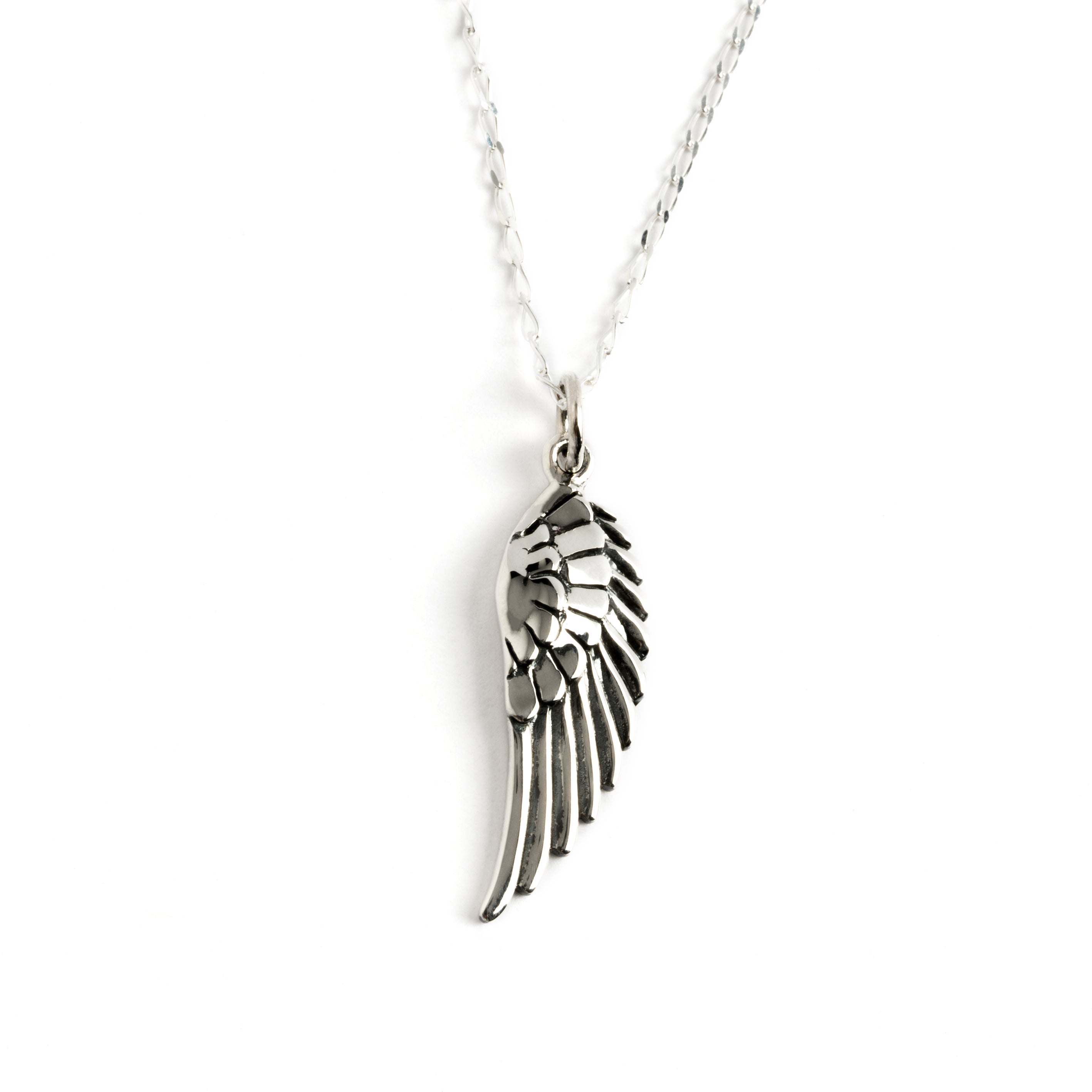 Silver deals wing necklace