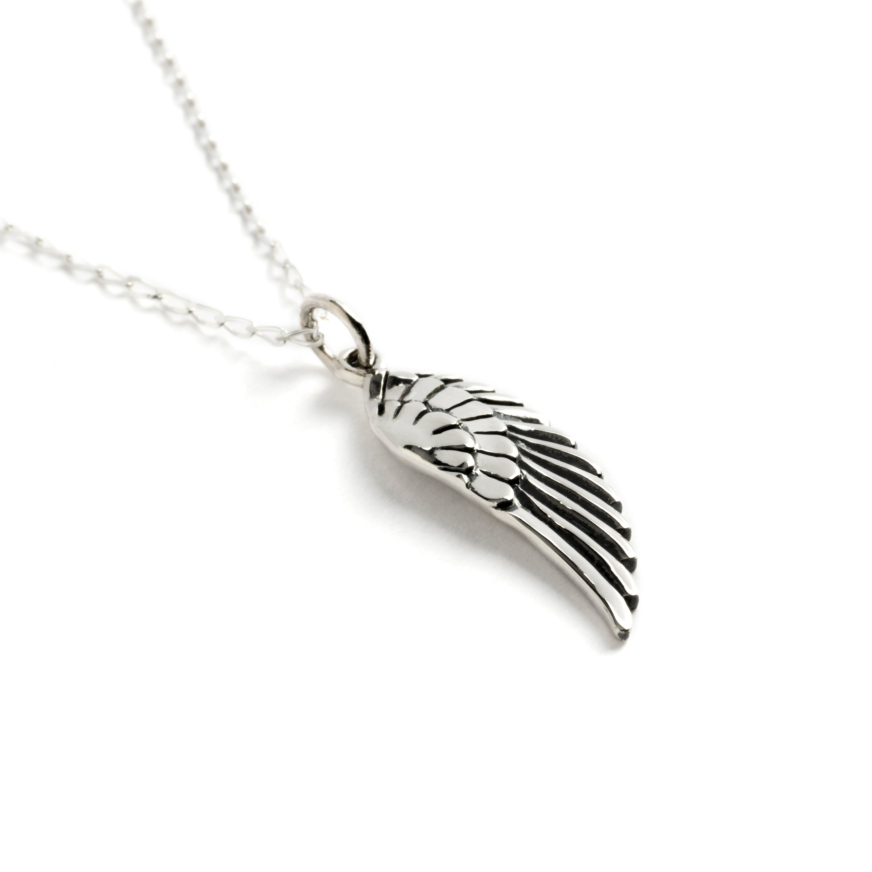 Silver Wing Necklace left side view