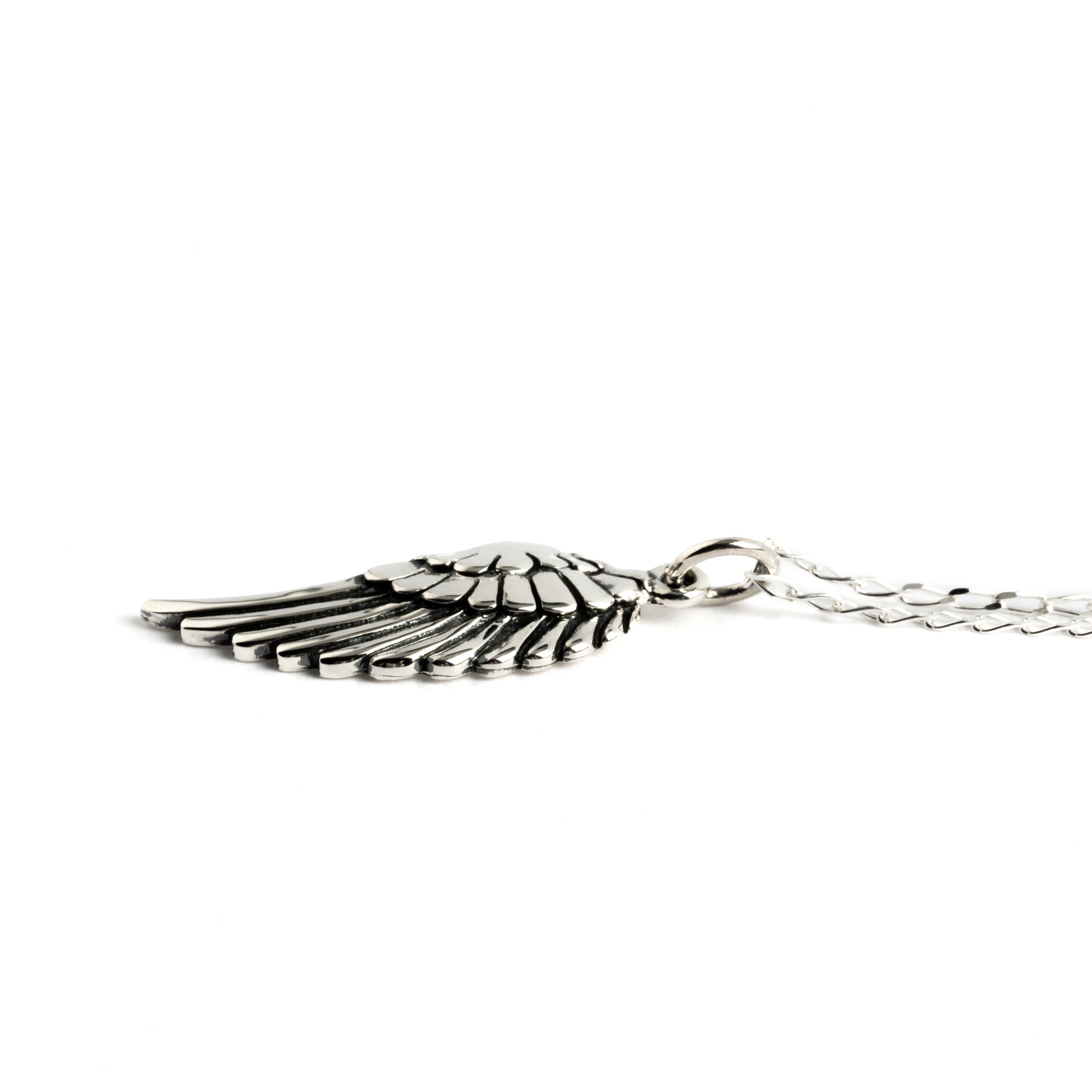 Silver Wing Necklace side view