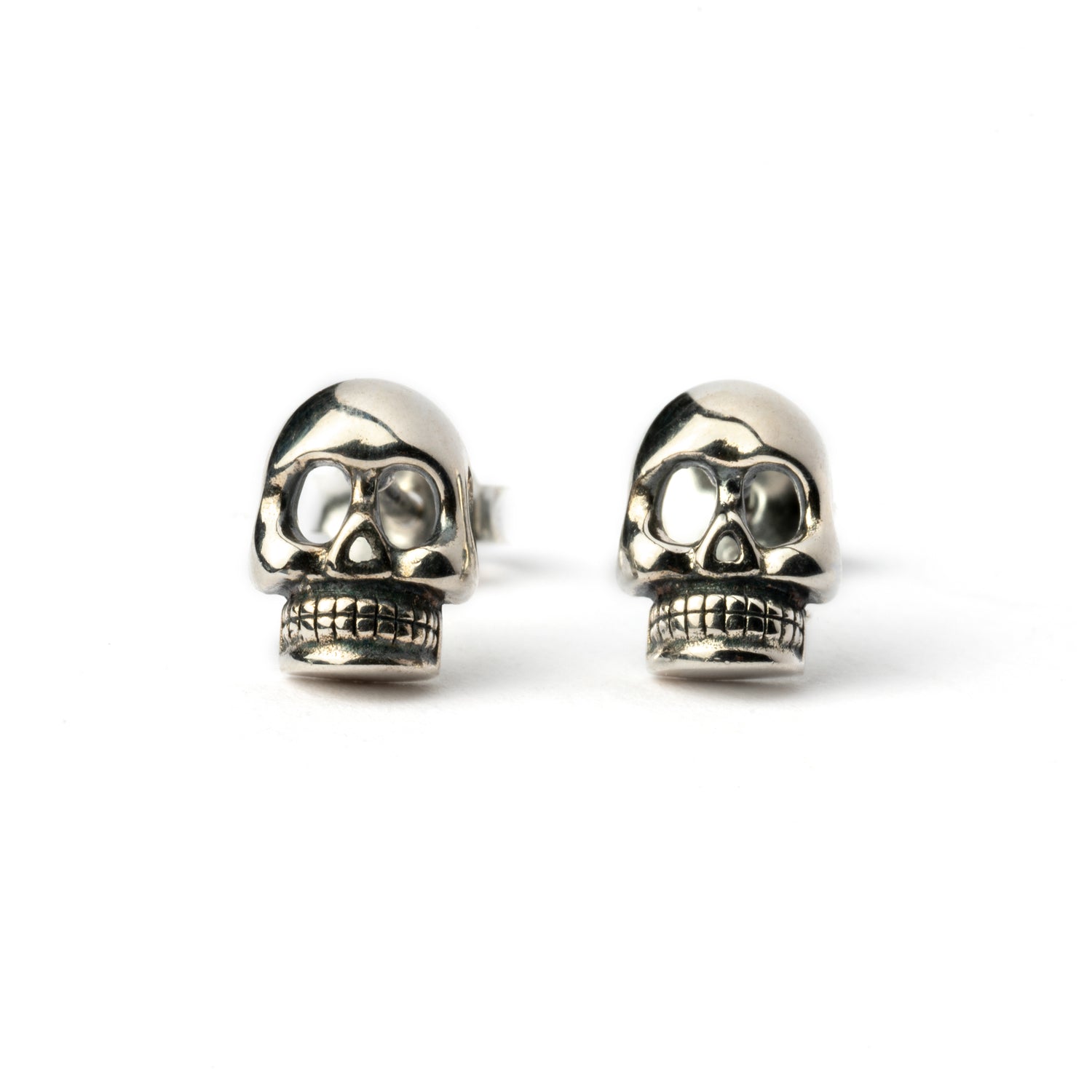 Silver Skull Ear Studs frontal view