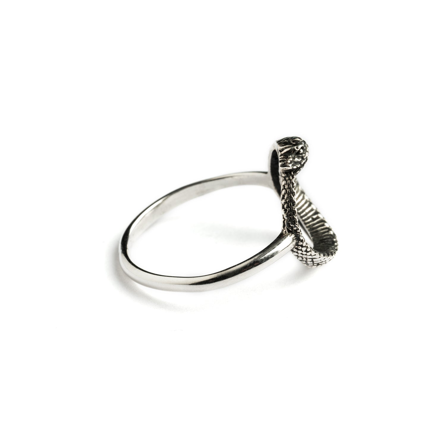 Silver Ouroboros Snake Ring side view