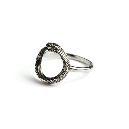 Silver Ouroboros Snake Ring right side view