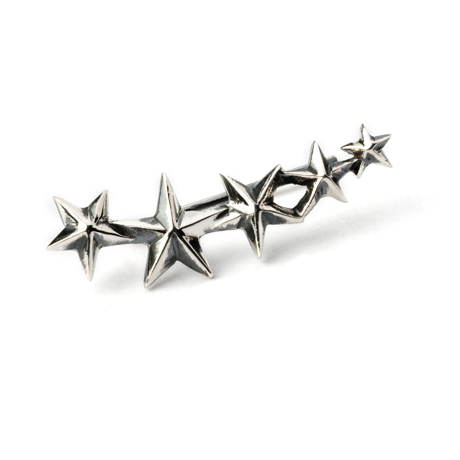 single sterling silver stars ear climber frontal view