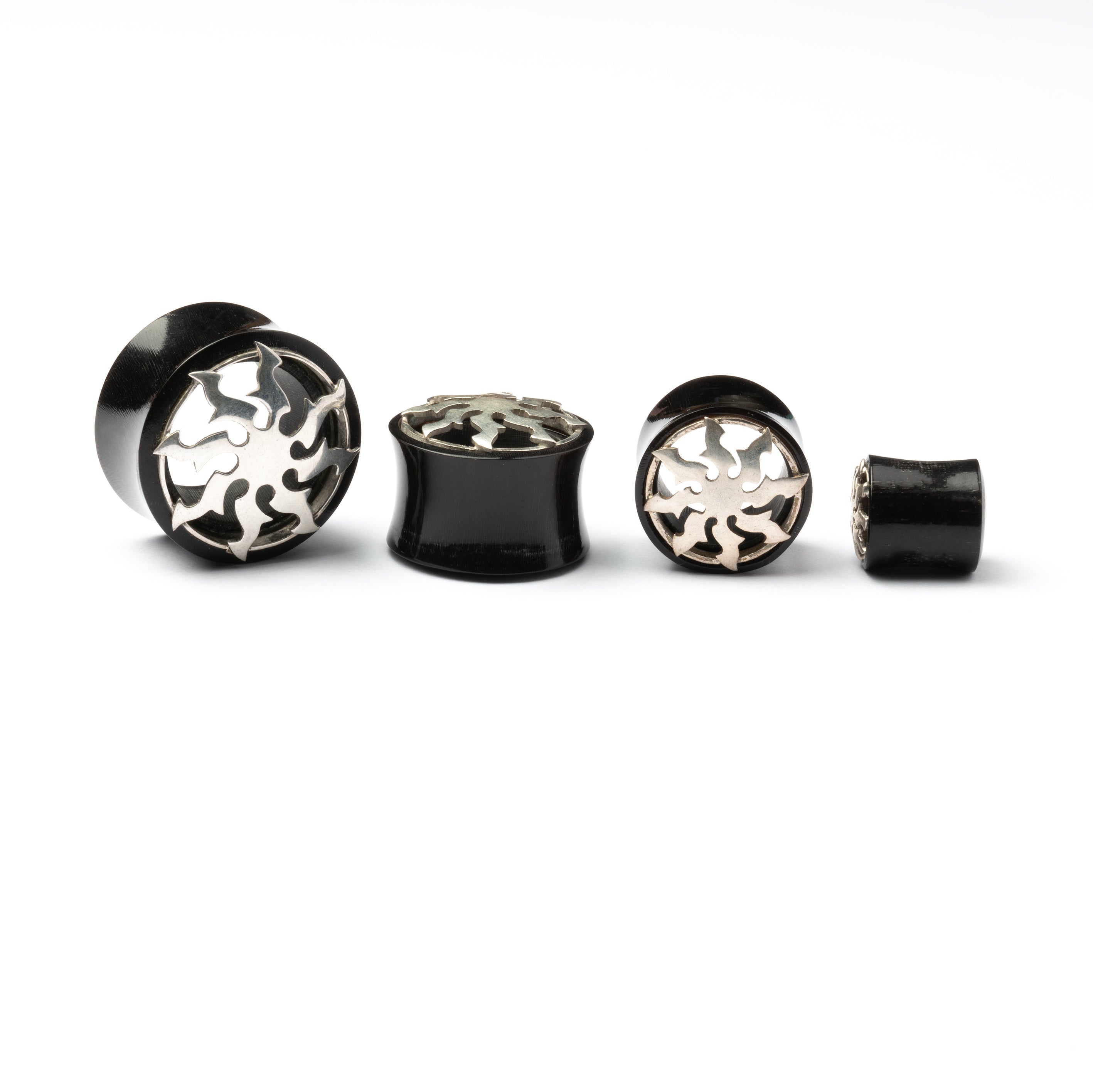 Silver in black Flesh Tunnel