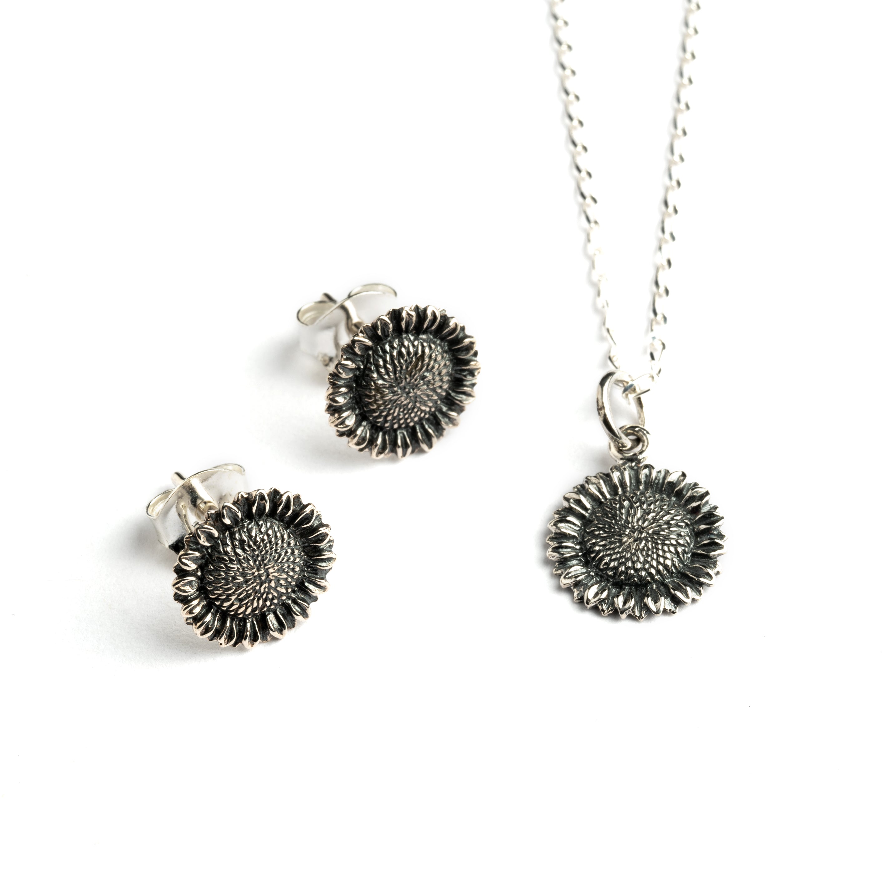 Silver-Sunflower-Jewelry -Set