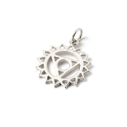 Sterling silver Throat Chakra charm necklace. The throat chakra is the fifth chakra out of seven in the body&