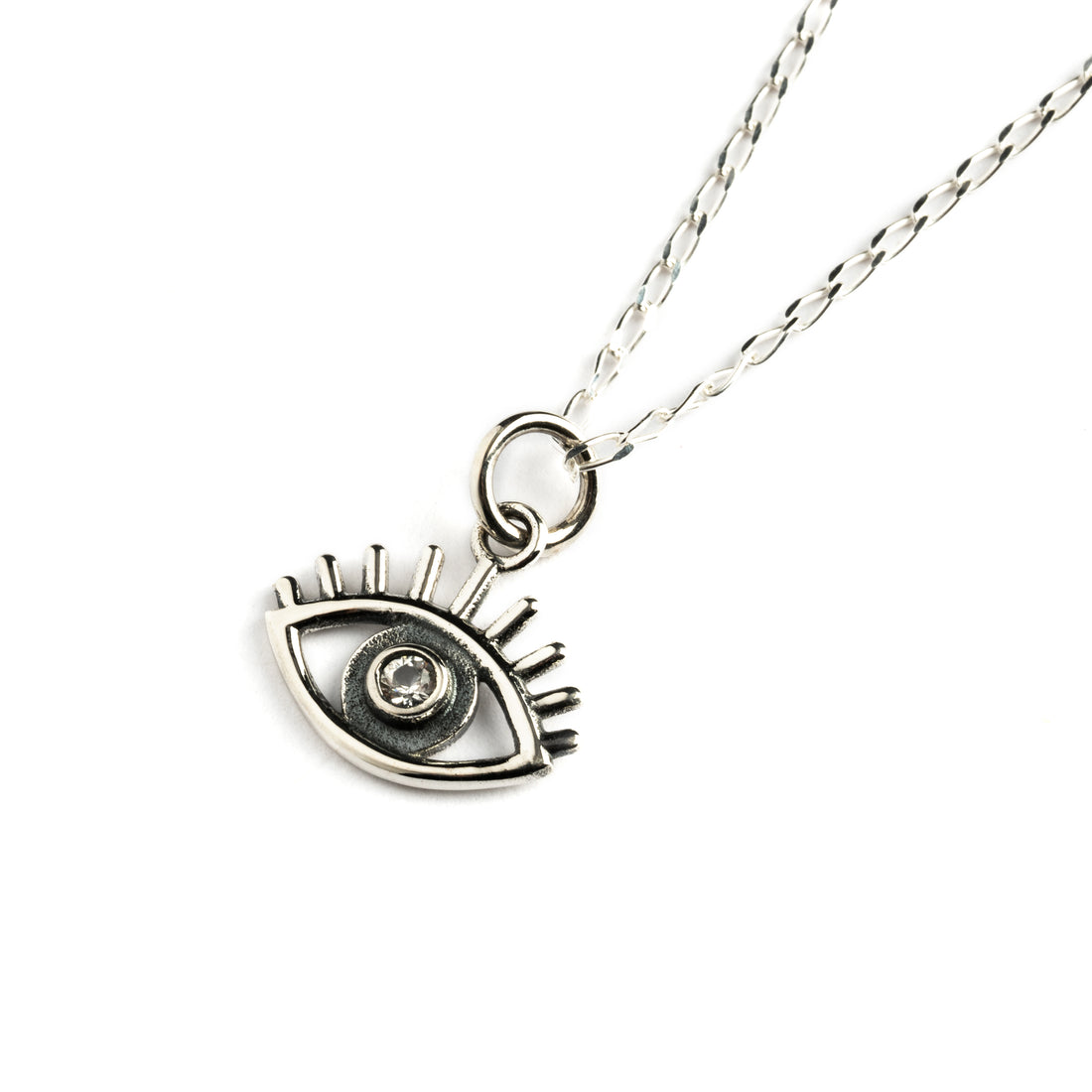 Zircon Evil Eye Charm necklace right side view