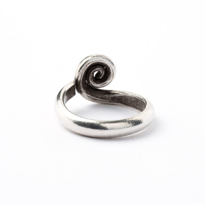 Tribal Silver Spiral Ring back side view
