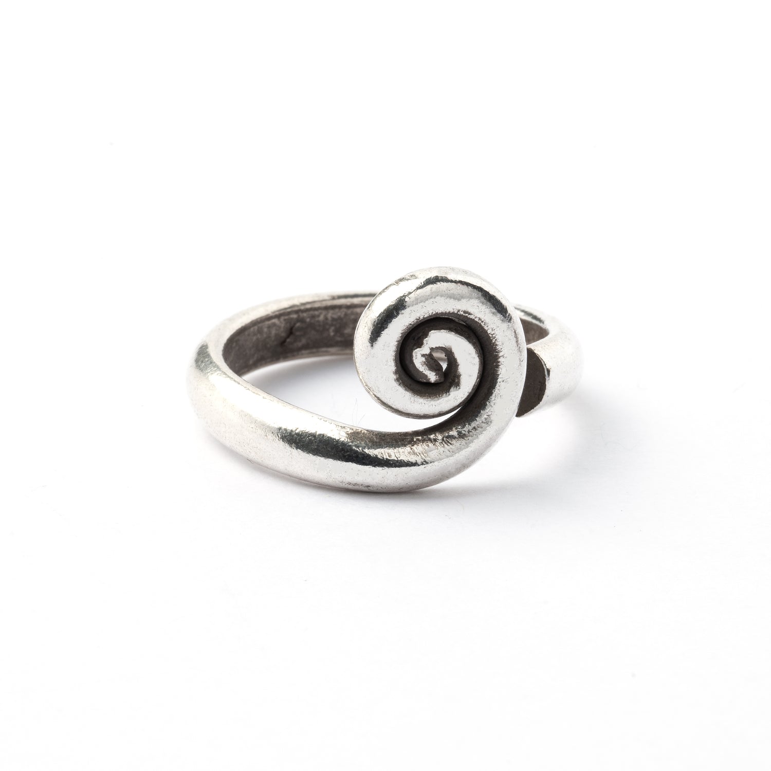 Tribal Silver Spiral Ring frontal view