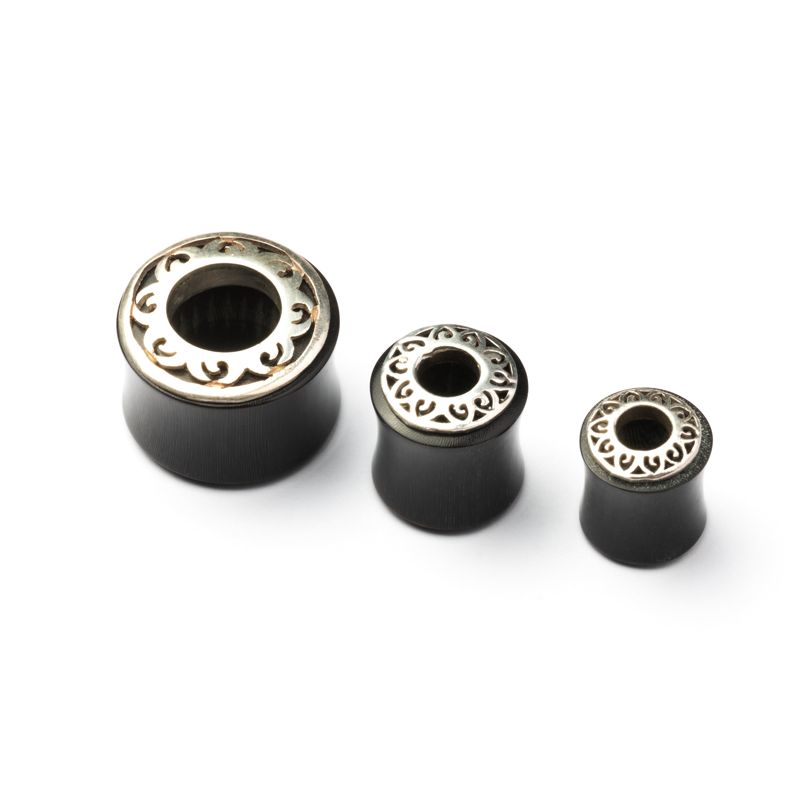 Tunnel de chair en corne de soleil tribal argenté