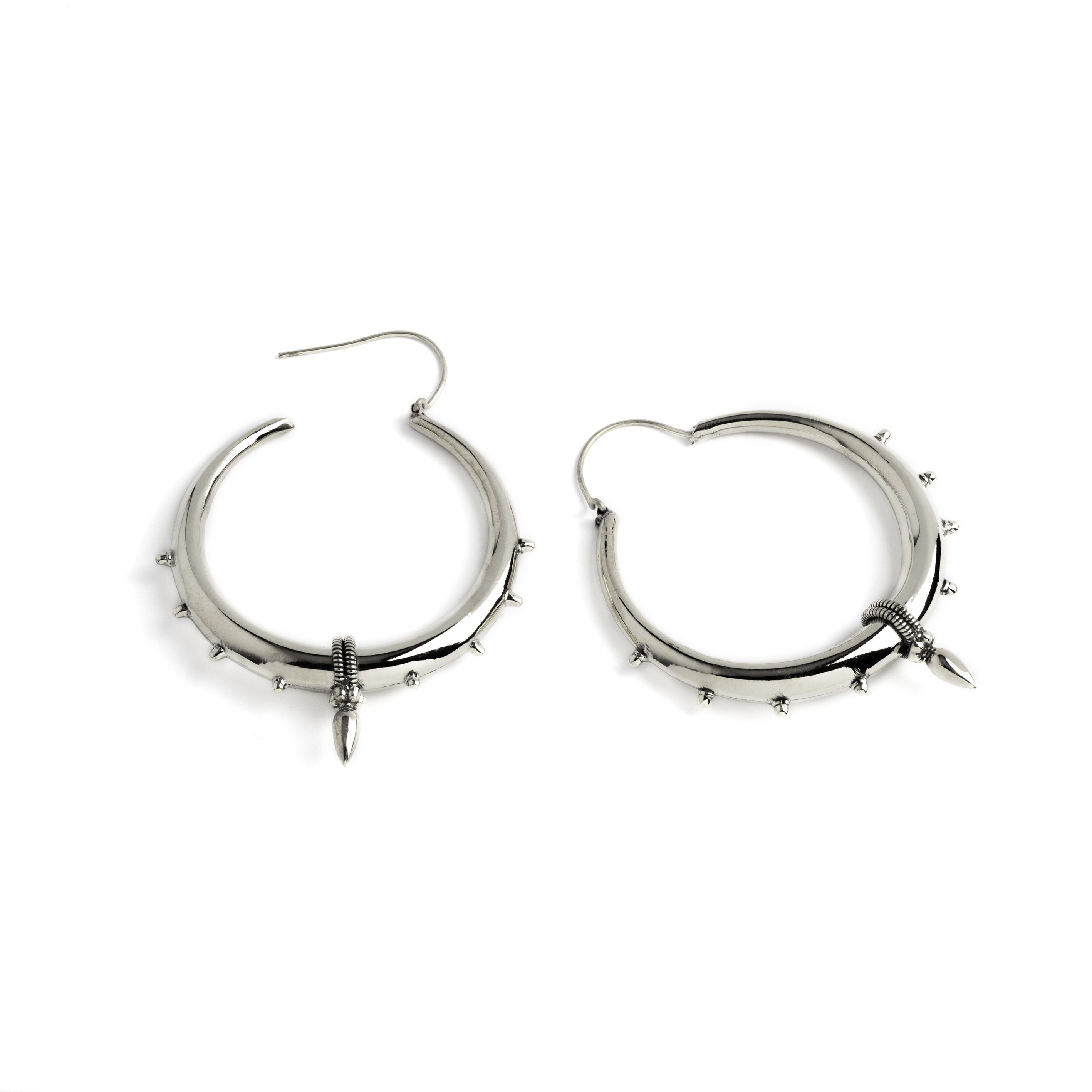 Silver Warrior Earrings with open clasp