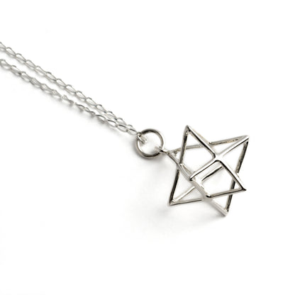 Silver Wire Merkaba necklace left side view