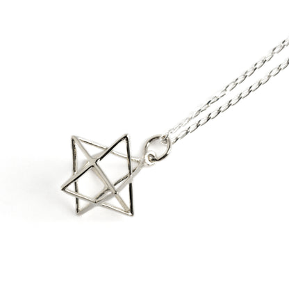 Silver Wire Merkaba necklace right side view