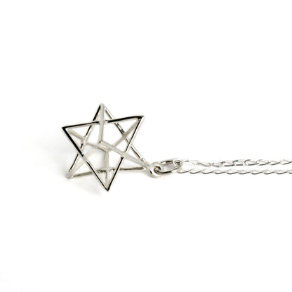 Silver Wire Merkaba necklace side view
