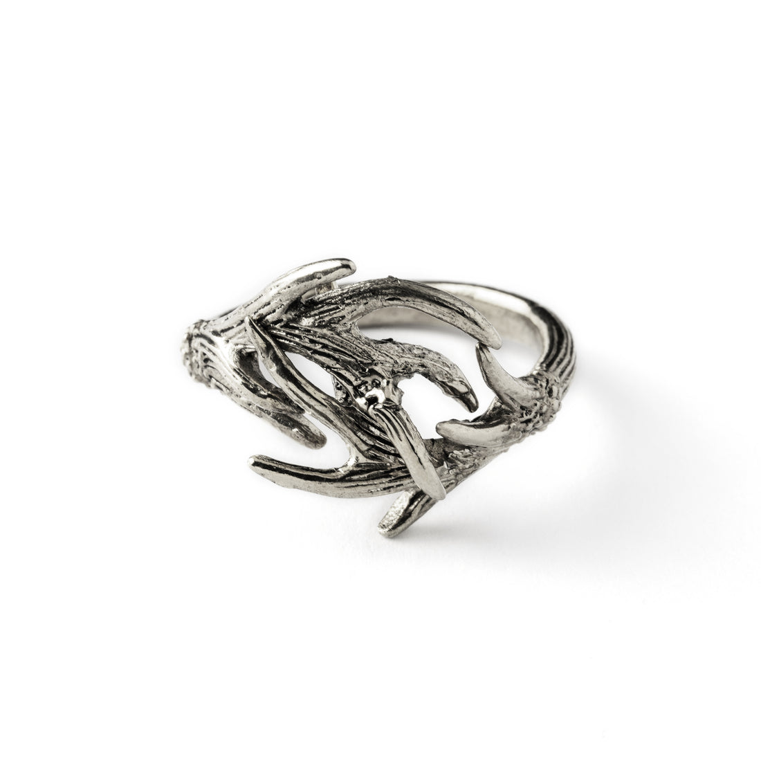 Silver-antler-horn-ring