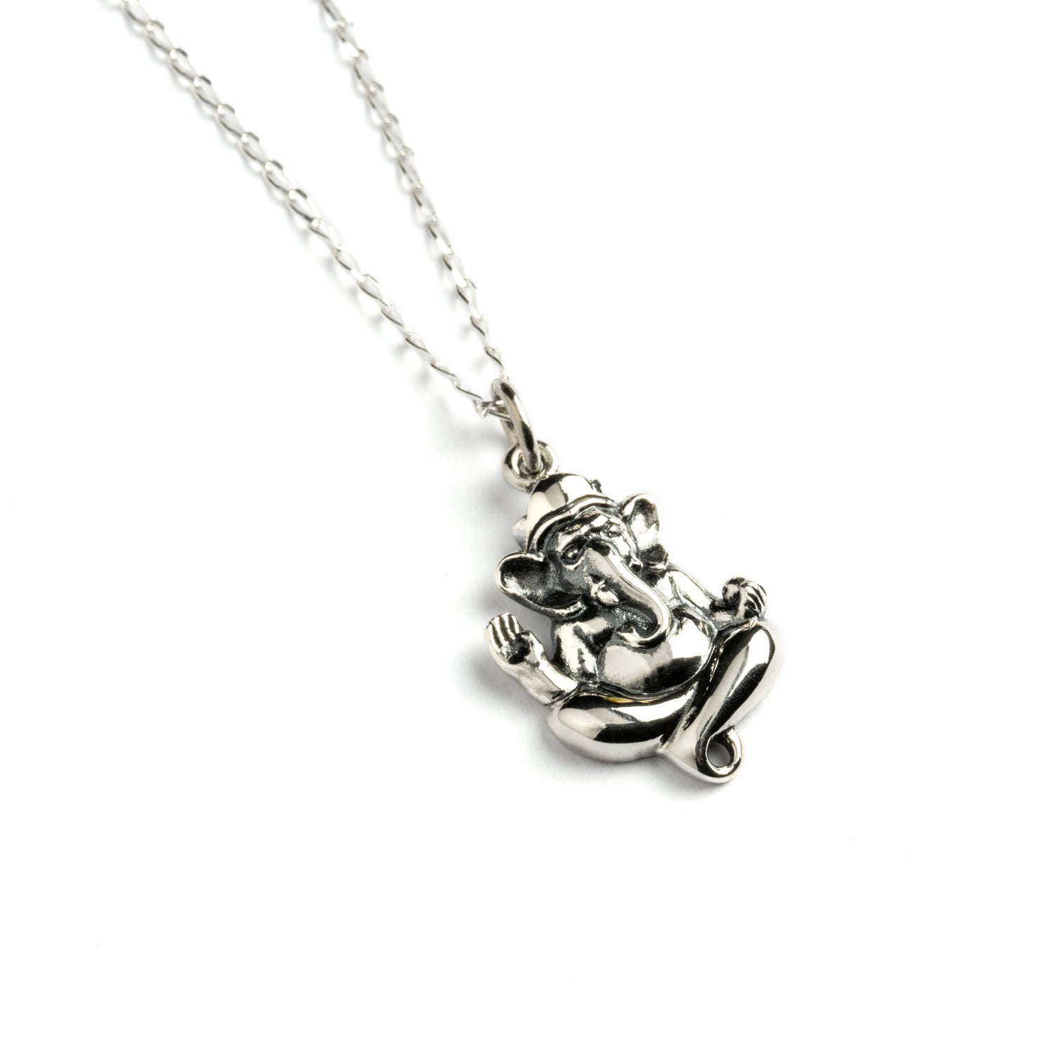 Ganesh Silver charm necklace left side view
