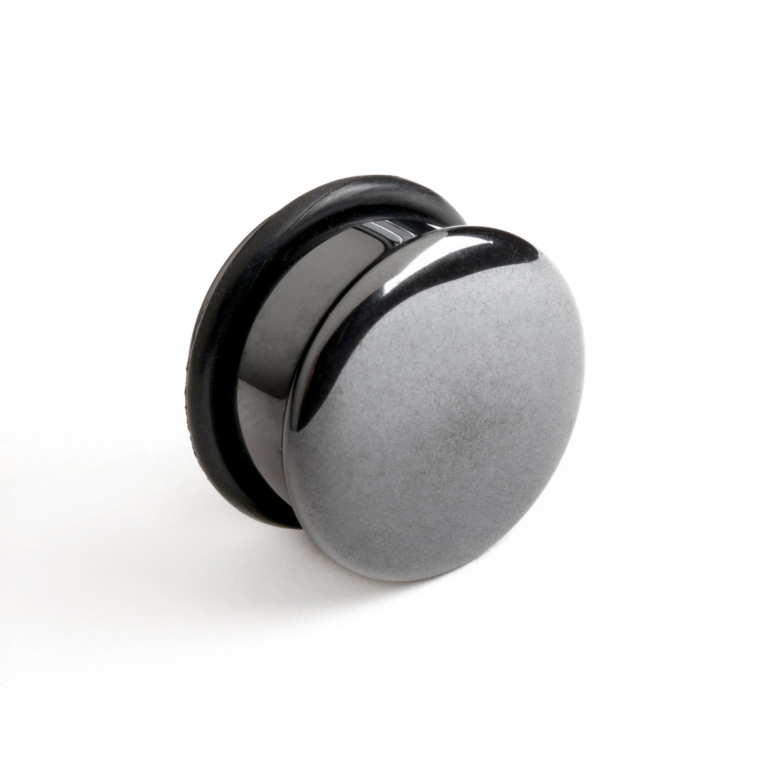 Single Flared Hematite Stone Plug front side view