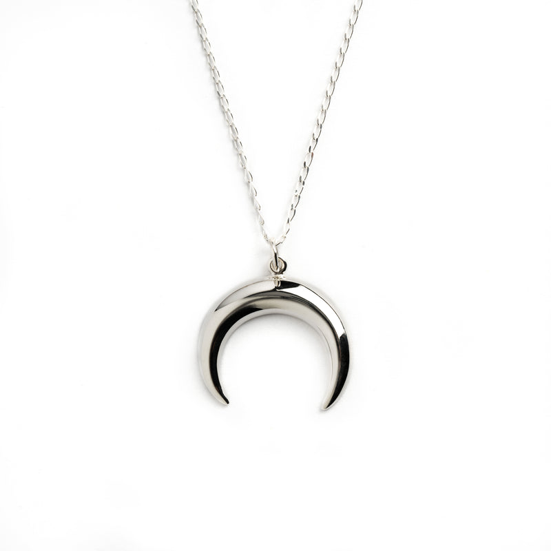 Crescent Moon Silver Necklace - Tribu