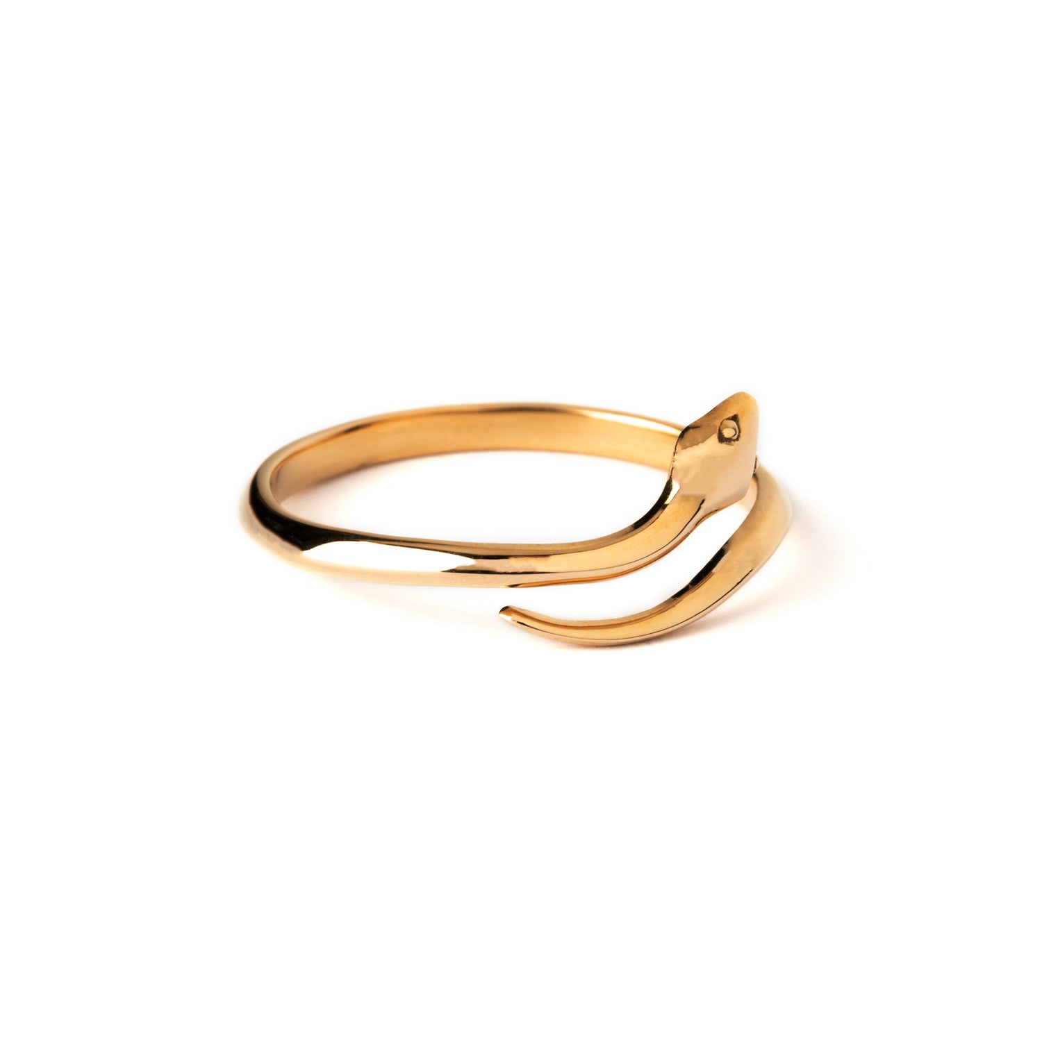 dainty open band snake bronze wrap ring left front view