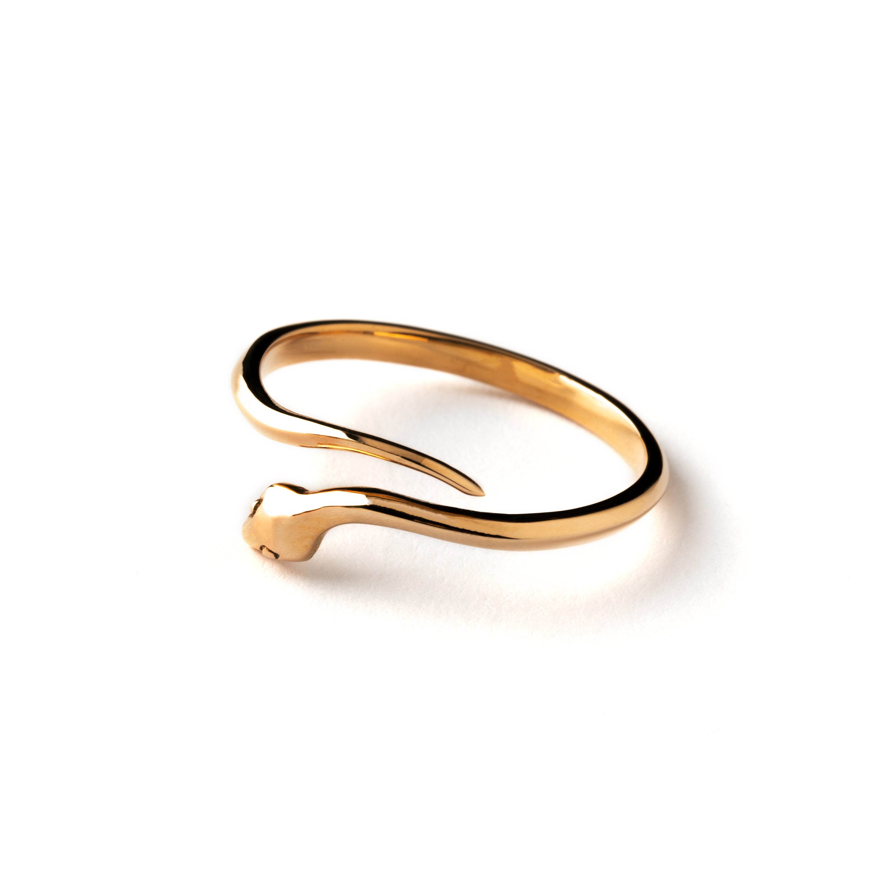 dainty open band snake bronze wrap ring right front view