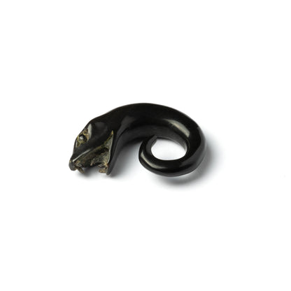 SINGLE HORN CARVED SNAKE HEAD EAR STRETCHER FRONT VIEW