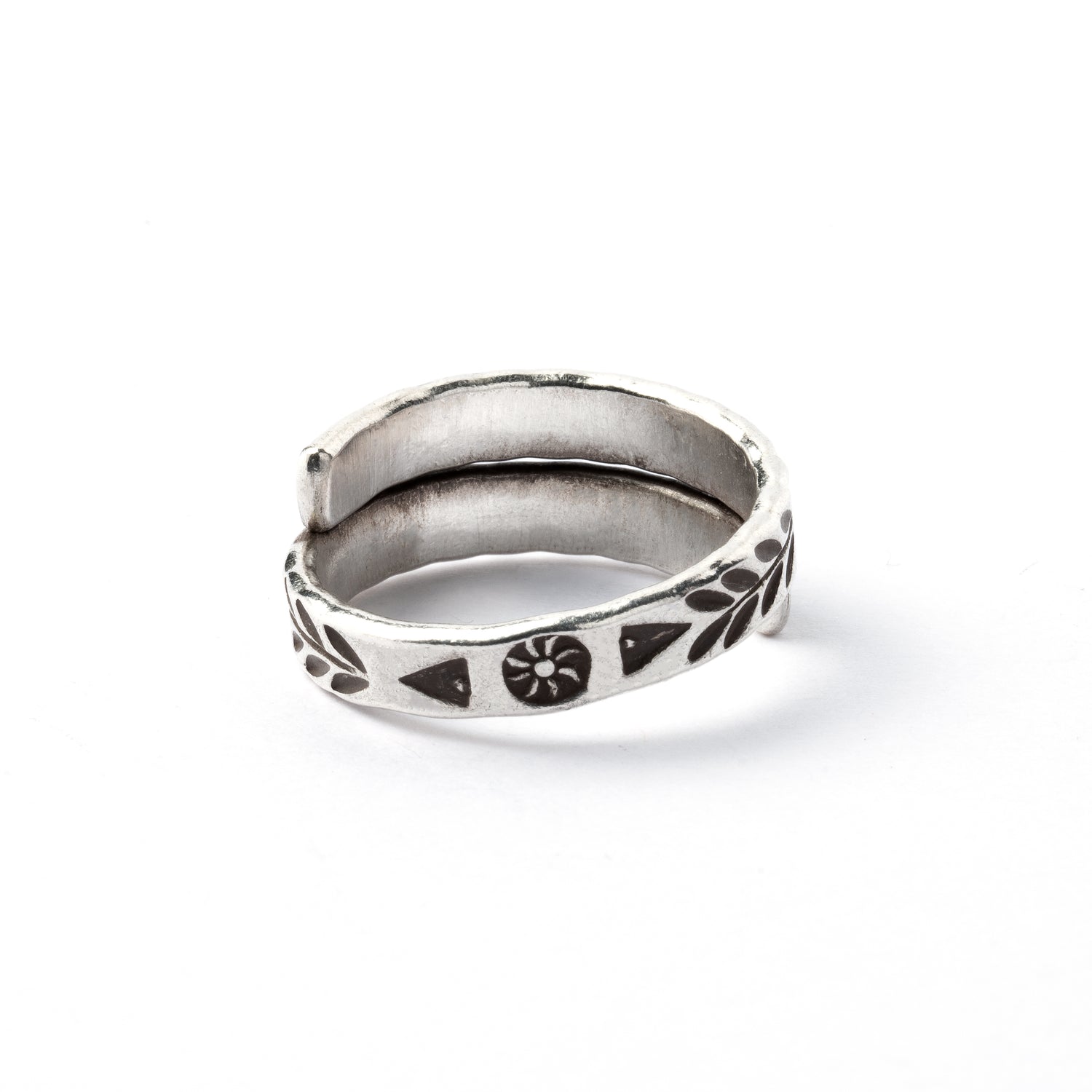 Solstice Tribal Silver Ring back view