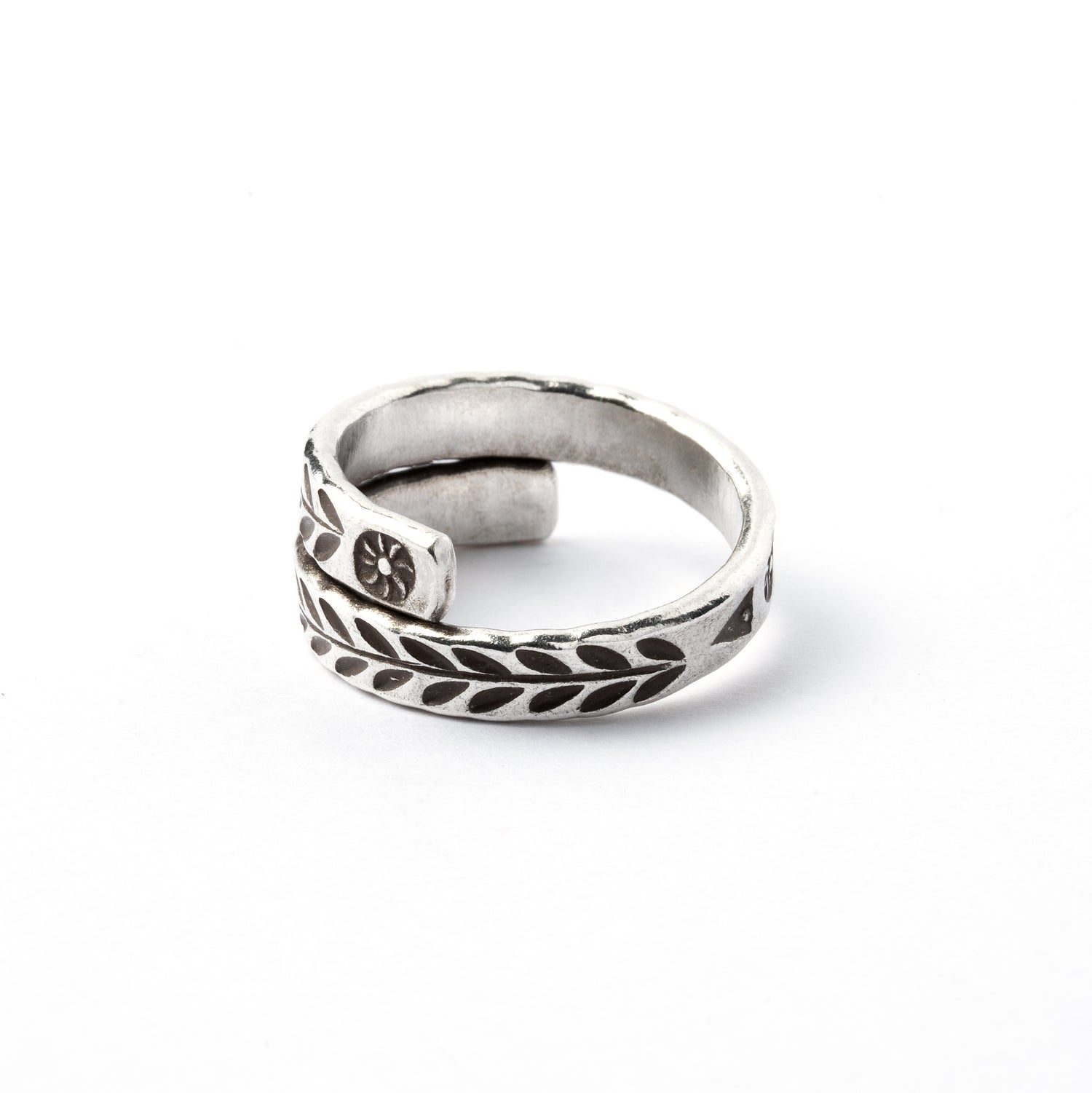Solstice Tribal Silver Ring left back view