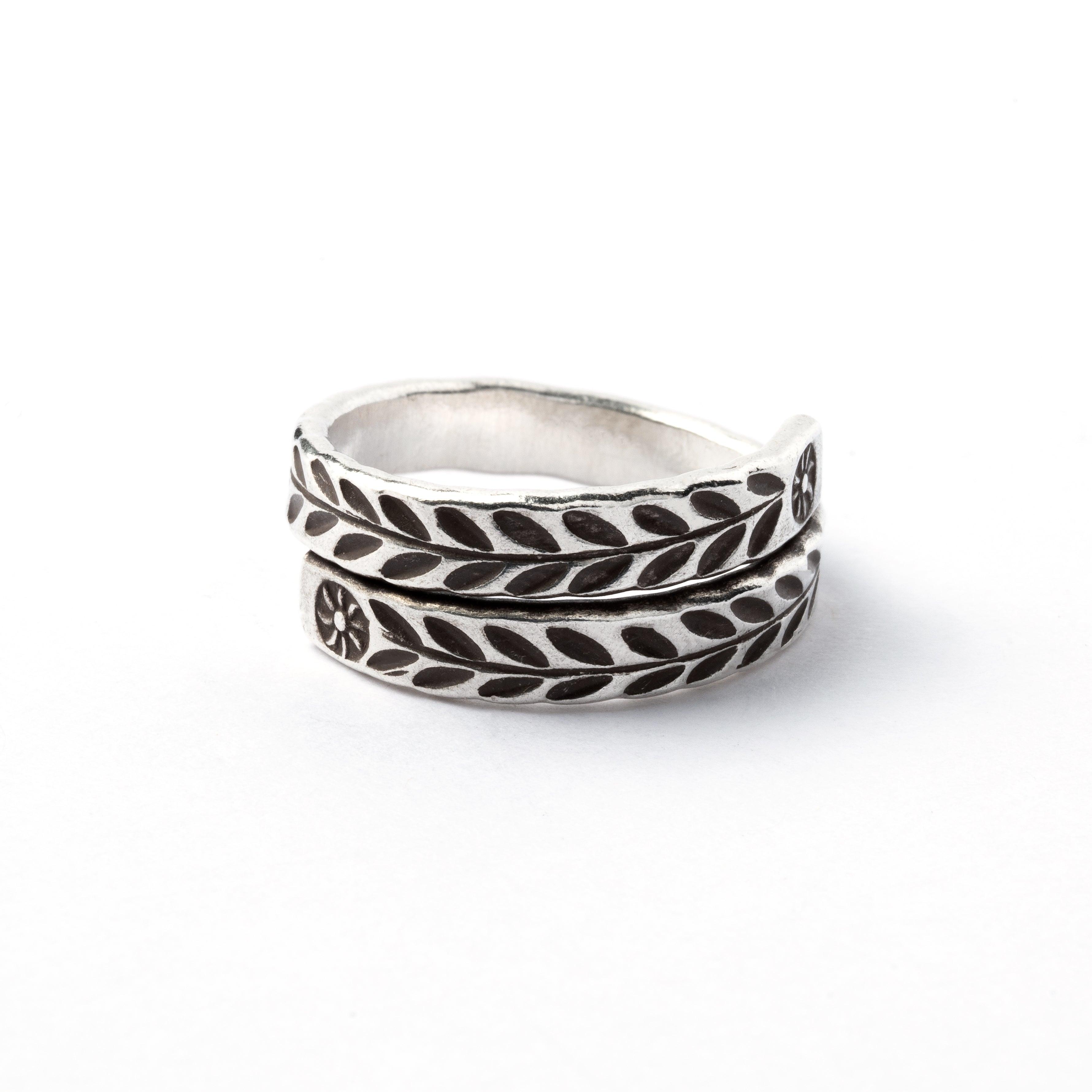 Solstice Tribal Silver Ring front view